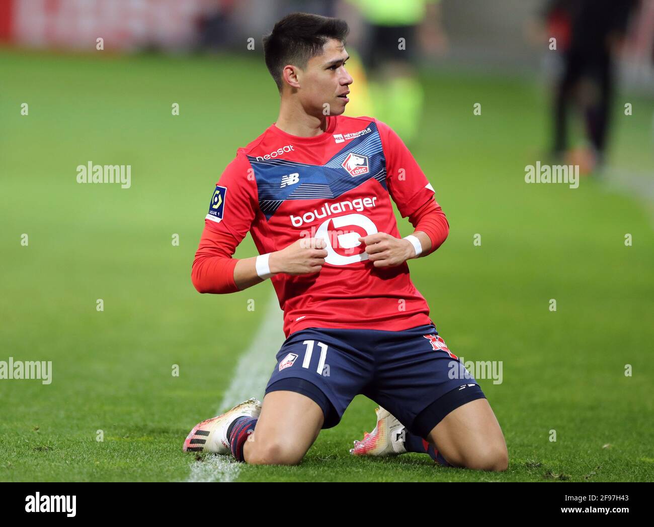 Soccer Football - Ligue 1 - Lille v Montpellier - Stade Pierre-Mauroy, Lille,  France - April 16, 2021 Lille's Luiz Araujo celebrates scoring their first  goal REUTERS/Pascal Rossignol Stock Photo - Alamy