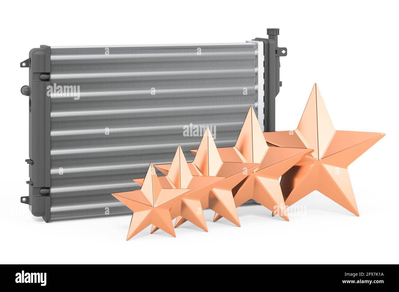Rating of car radiator concept. Auto radiator with five golden stars ...