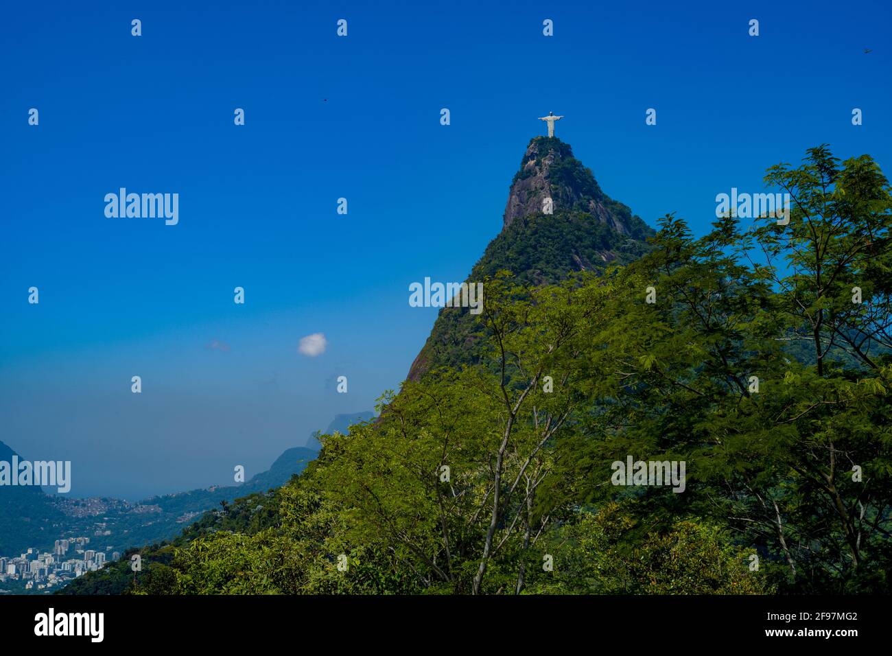 Christ the Redeemer statue (Christo Redentor) on Corcovado Mountain in Rio de Janeiro, Brazil - a worldwide symbol for peace - Shot with Leica m10 Stock Photo