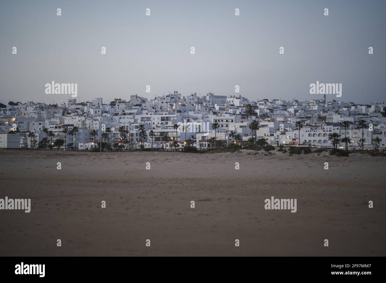 Beach and White Town, Conil De La Frontera. Editorial Stock Photo - Image  of building, blue: 63334888