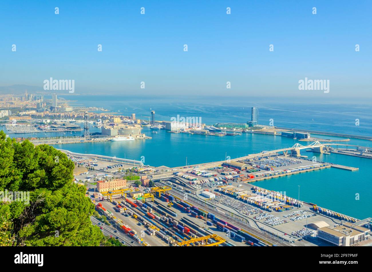 Aerial view of the industrial part of port of Barcelona, Spain Stock ...