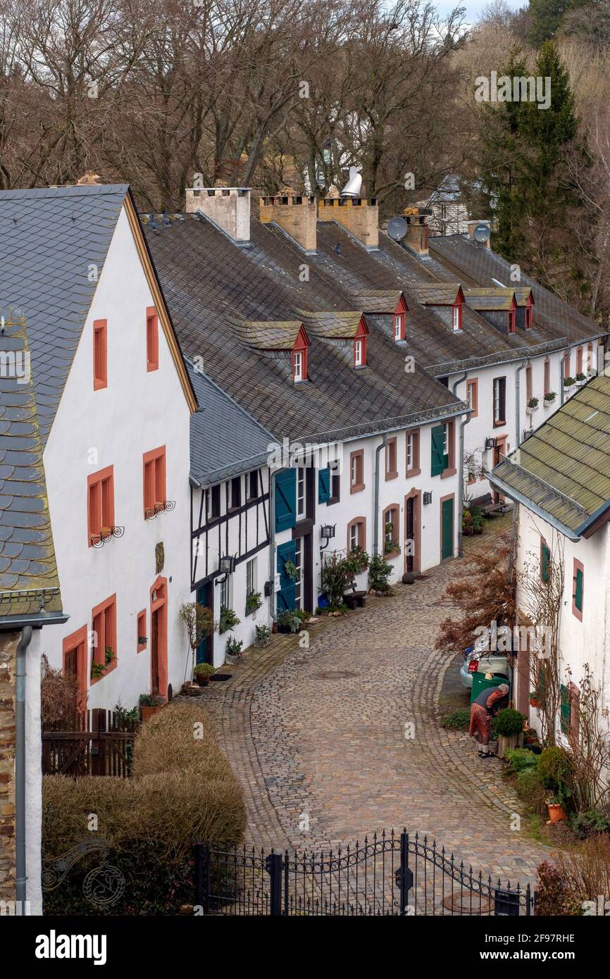 Alley in Kronenburg near Dahlem, Eifel, North Rhine-Westphalia, NRW, Germany Stock Photo