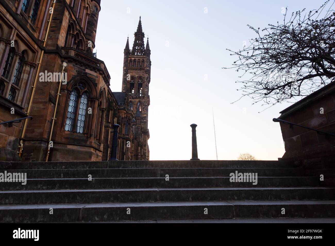 Glasgow University at Sunrise Stock Photo
