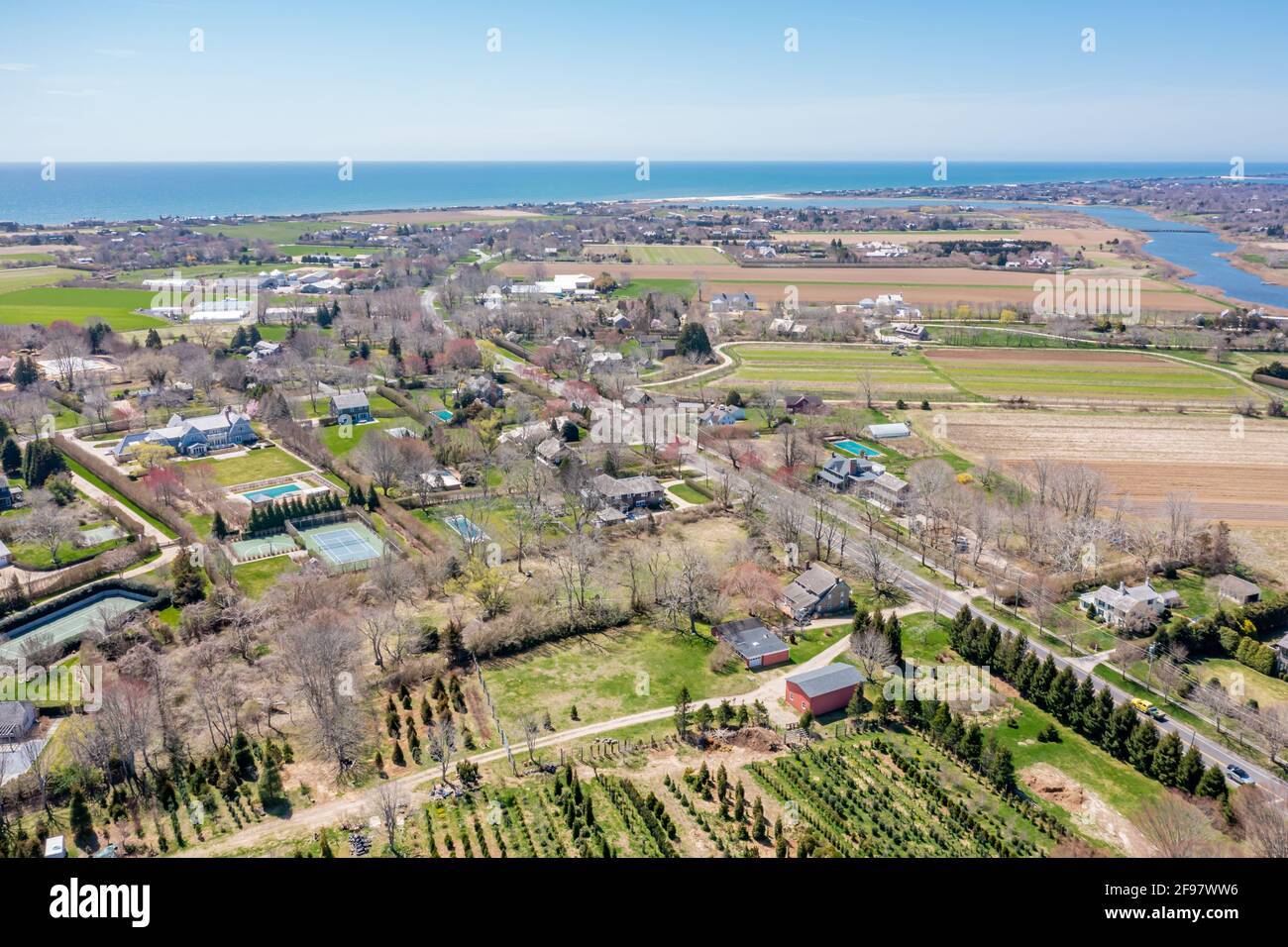 Aerial view of Sagaponack Stock Photo Alamy