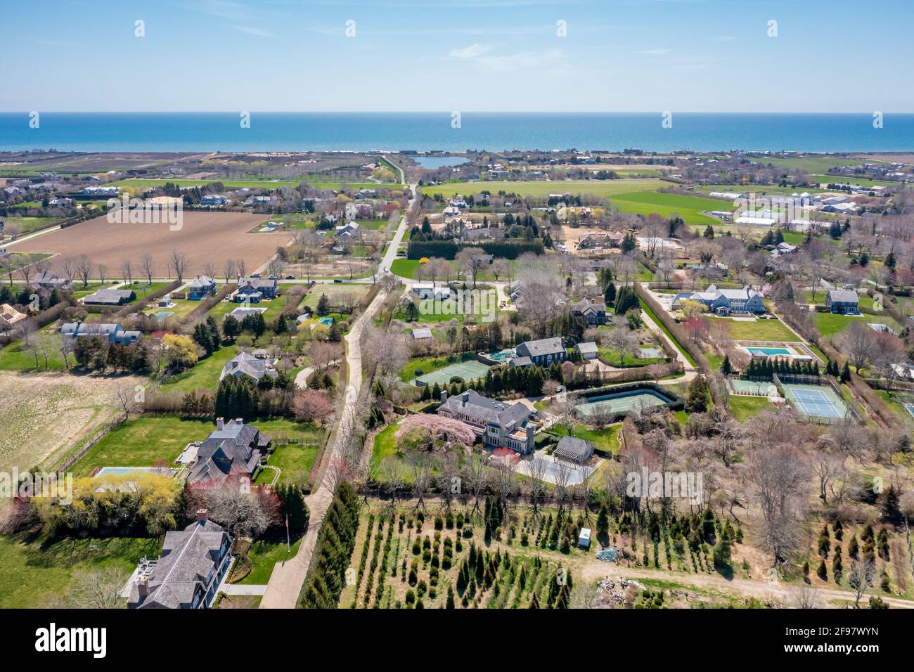 Aerial view of Sagaponack Stock Photo Alamy