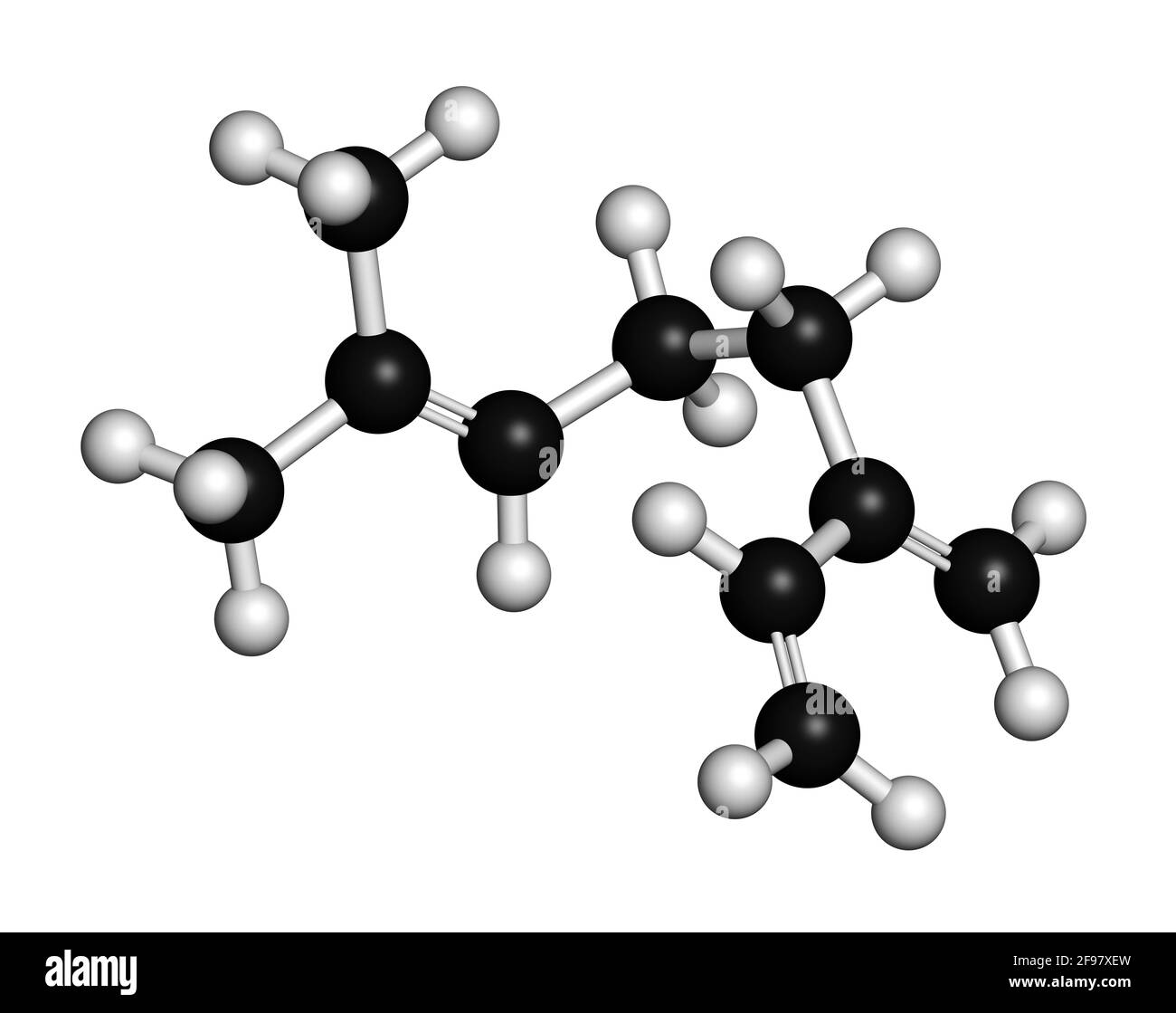 Myrcene monoterpene molecule, illustration Stock Photo