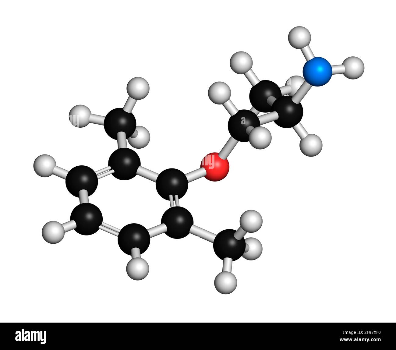 Mexiletine drug molecule, illustration Stock Photo