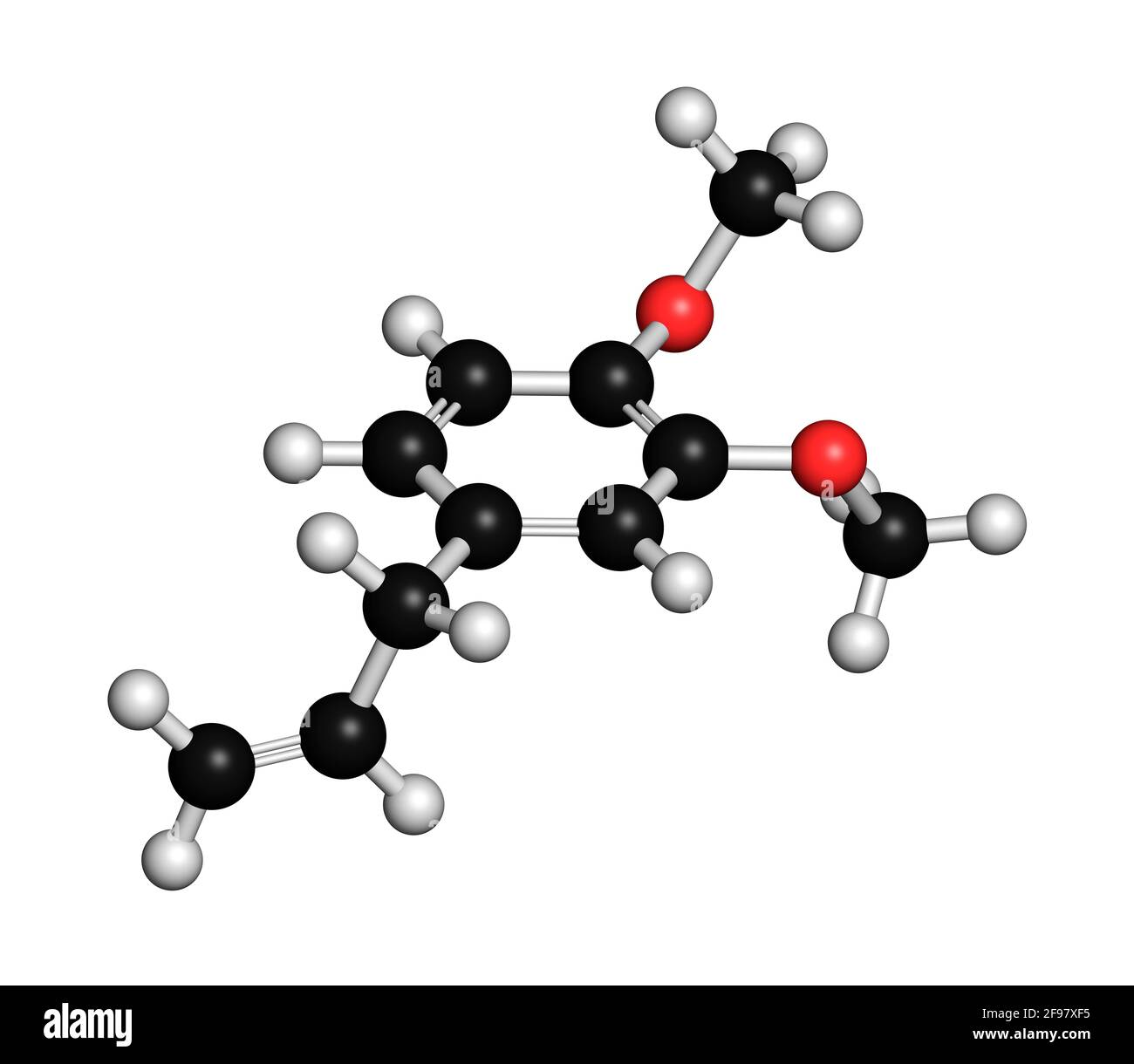 Methyl eugenol molecule, illustration Stock Photo