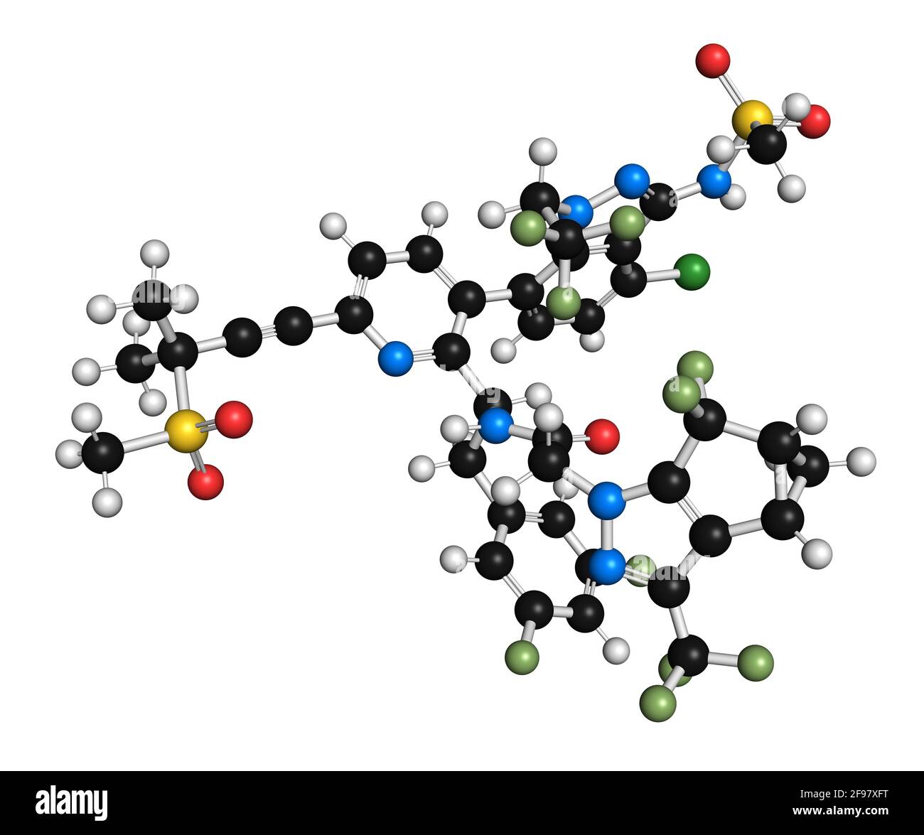 Lenacapavir antiviral drug molecule, illustration Stock Photo