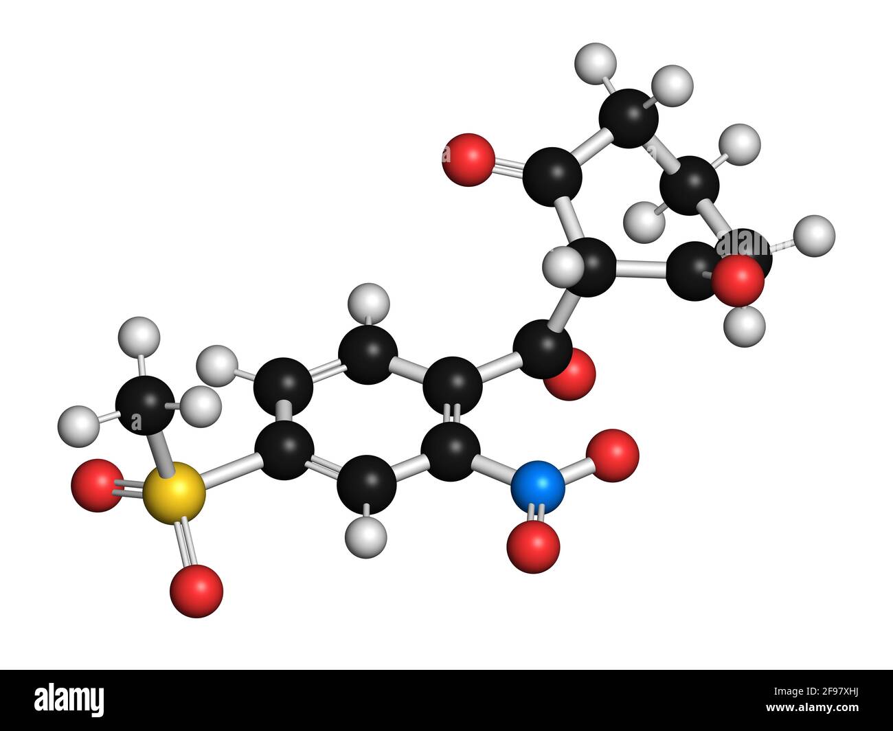 Mesotrione herbicide molecule, illustration Stock Photo