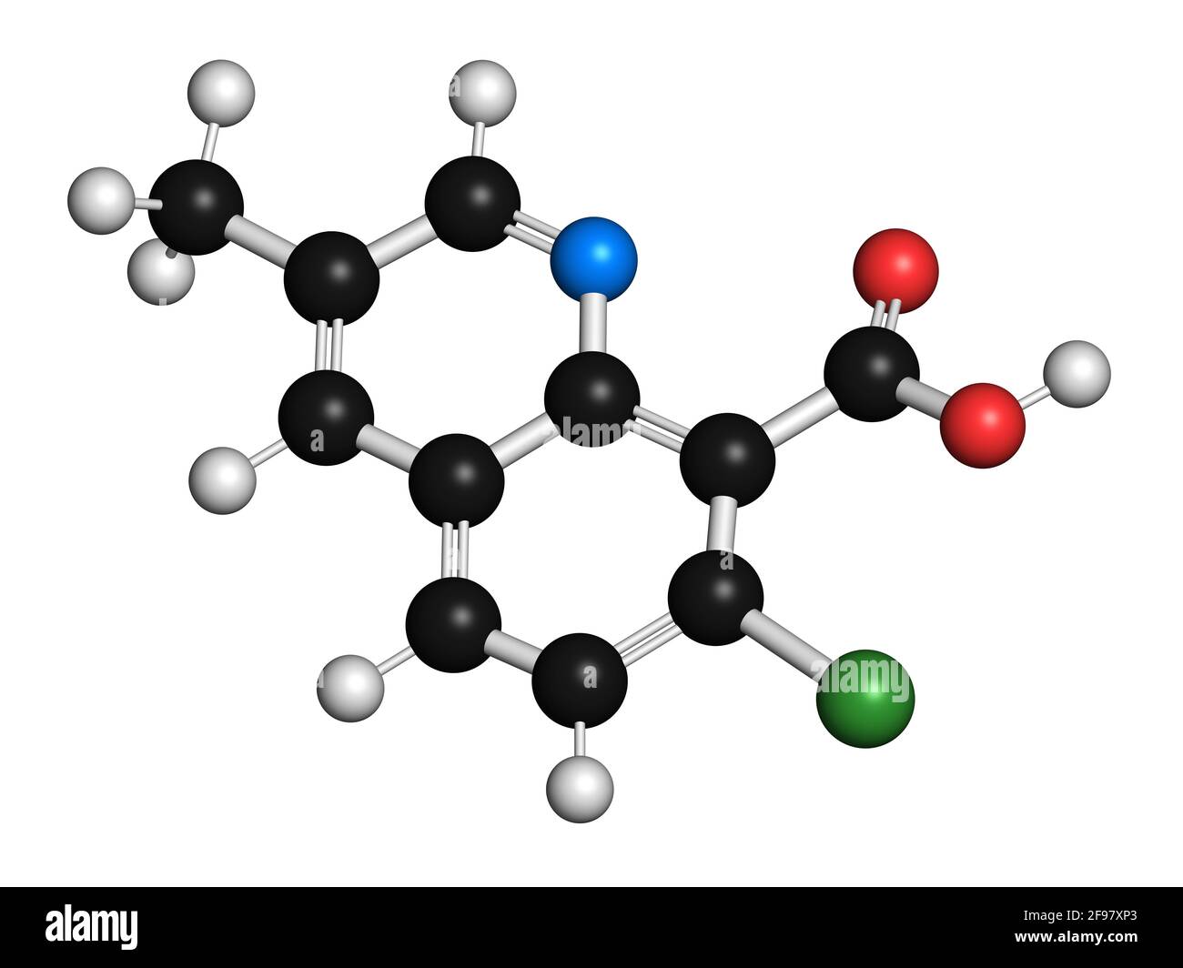 Quinmerac herbicide molecule, illustration Stock Photo