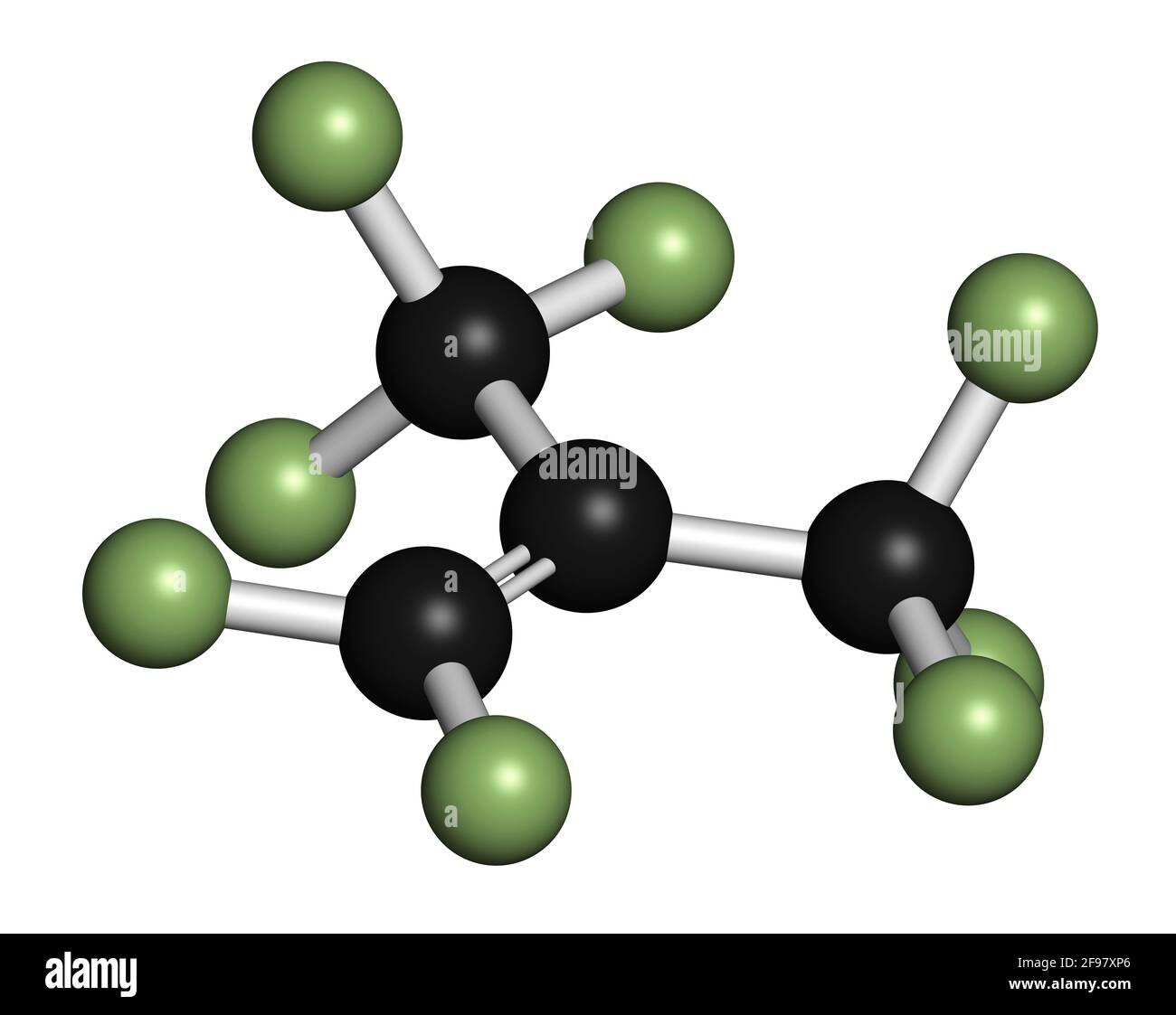 Perfluoroisobutene fluorocarbon molecule, illustration Stock Photo