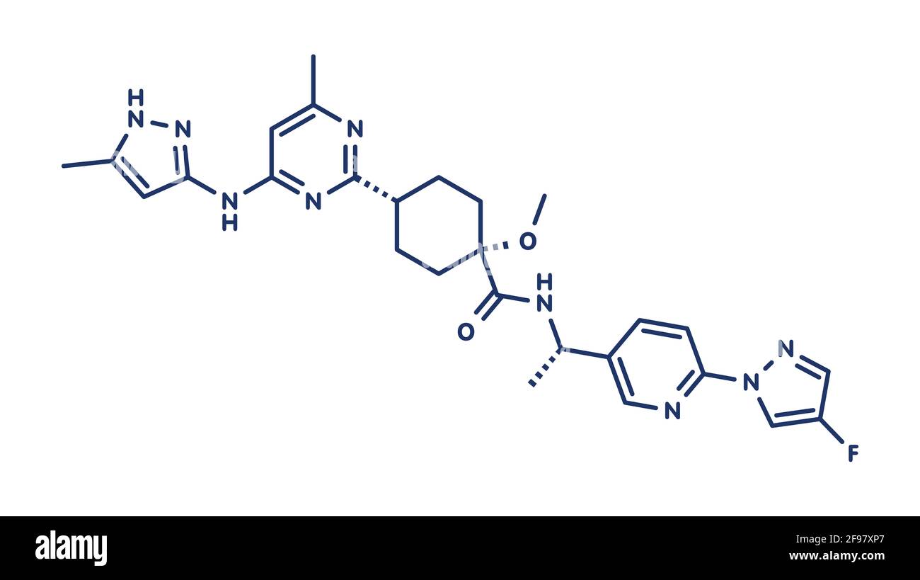 Pralsetinib cancer drug molecule, illustration Stock Photo