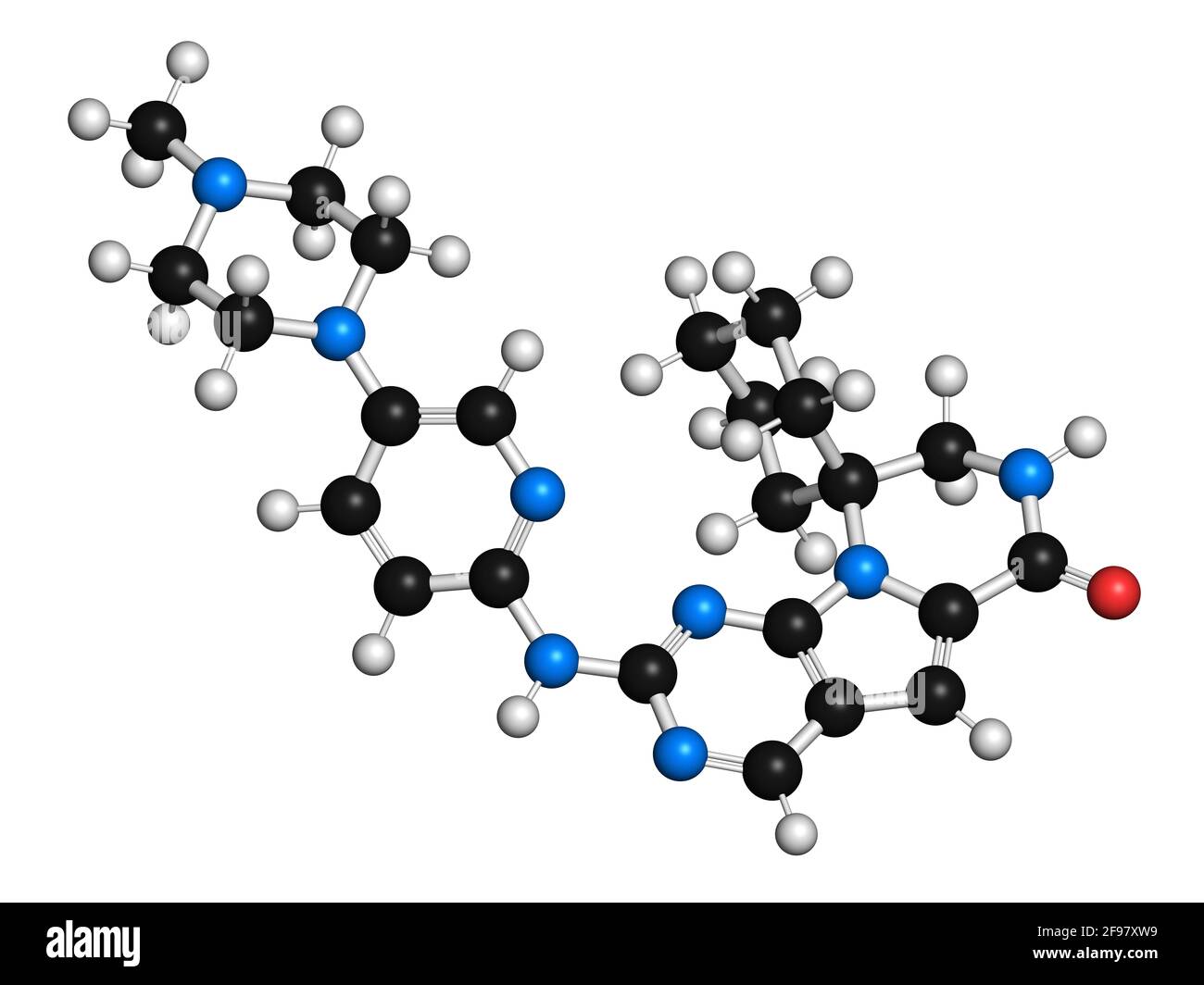 Trilaciclib cancer drug molecule, illustration Stock Photo
