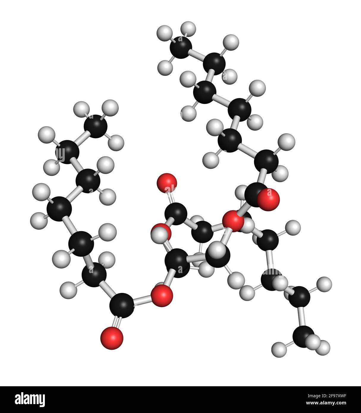 Triheptanoin drug molecule, illustration Stock Photo