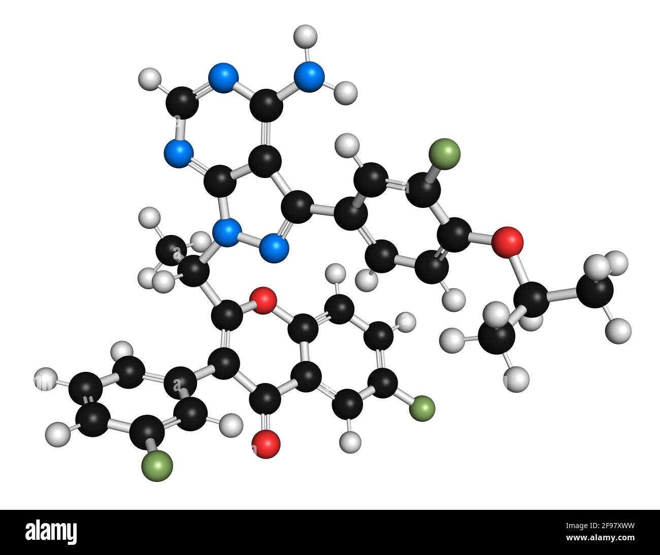 Umbralisib lymphoma drug molecule, illustration Stock Photo