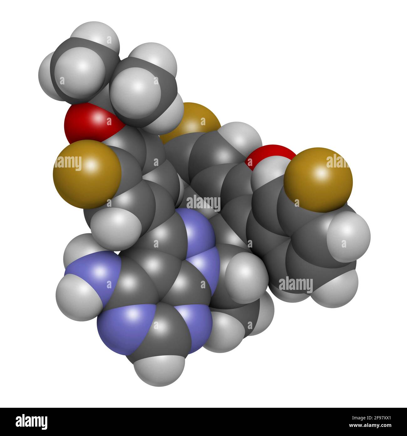 Umbralisib lymphoma drug molecule, illustration Stock Photo