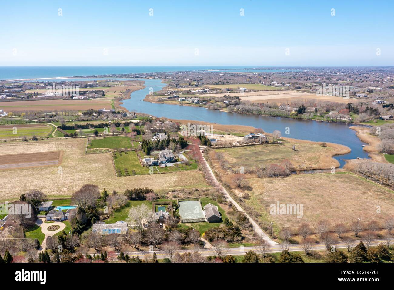 Aerial view of Sagapaonck and Sagaponack Pond Stock Photo Alamy