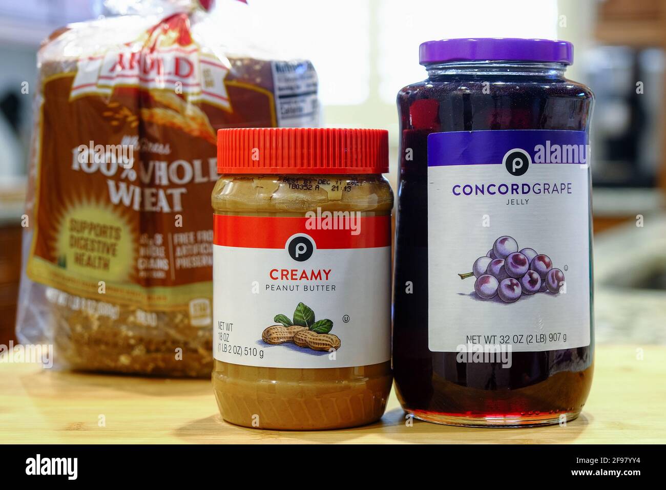 Peanut Butter, Jelly and Bread Stock Photo Alamy