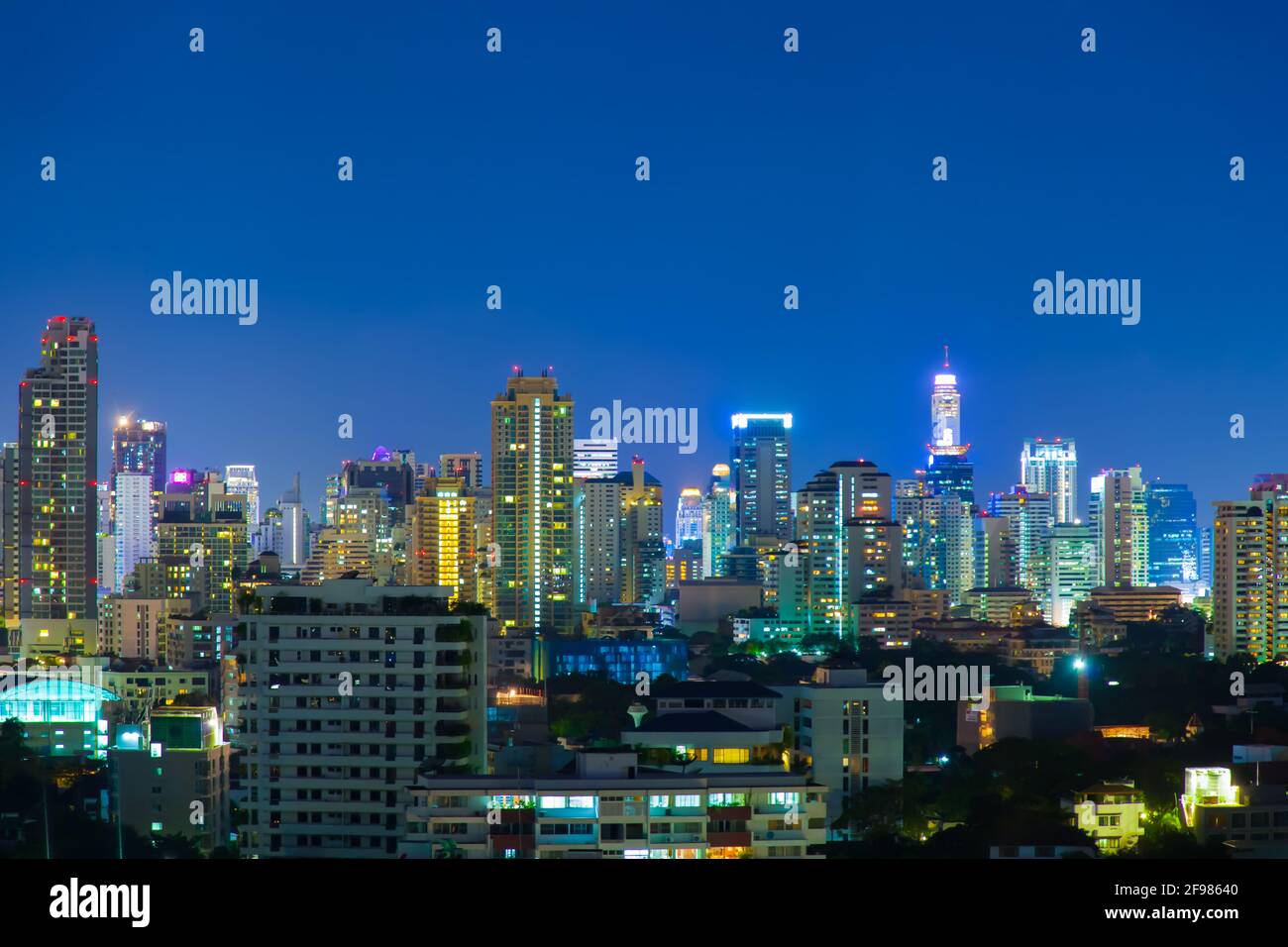 Image of Bangkok city at night. Stock Photo