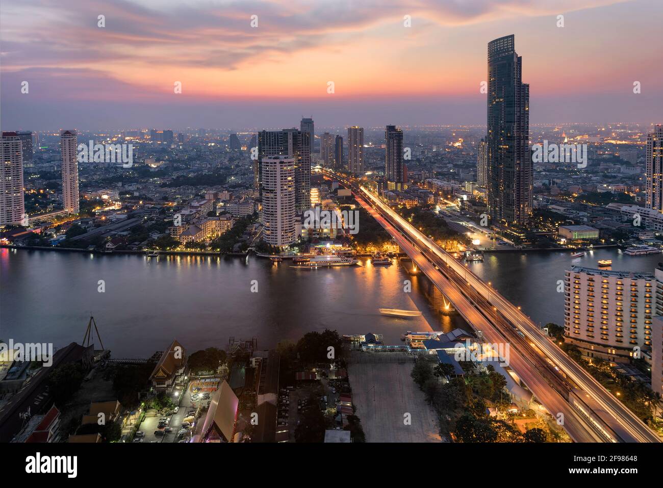 Image of Bangkok city at sunset Stock Photo