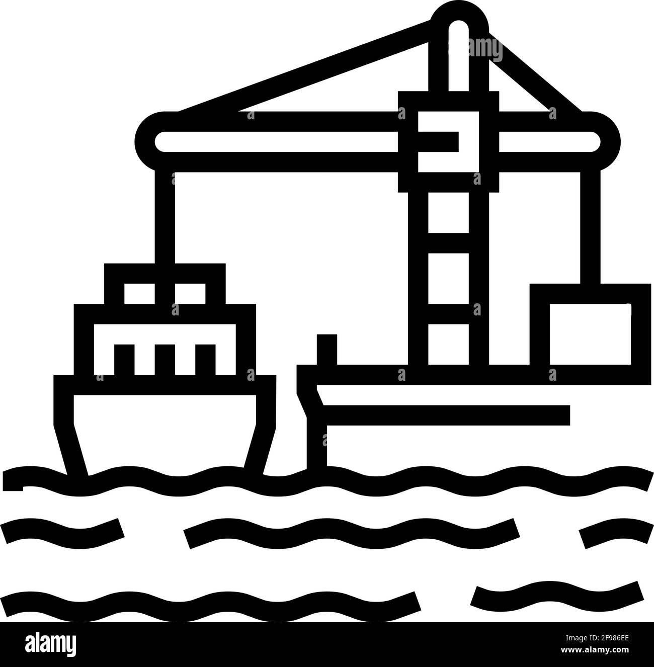 crane loader port machine line icon vector illustration Stock Vector ...