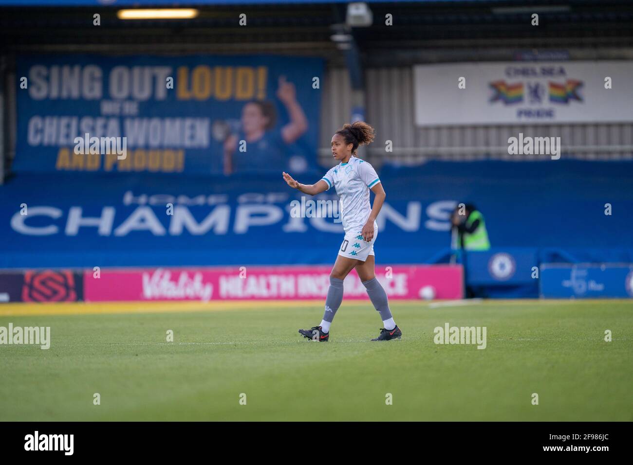 Kingston, UK. 16th Apr, 2021. Atlanta Primus (20 London City Lionesses) during the Vitality Womens FA Cup game between Chelsea and London City Lionesses at Kingsmeadow, in Kingston, England. Credit: SPP Sport Press Photo. /Alamy Live News Stock Photo