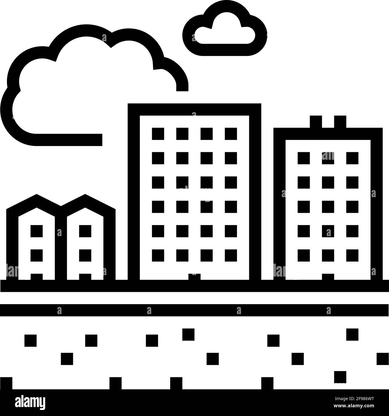 residential apartment zone land line icon vector illustration Stock