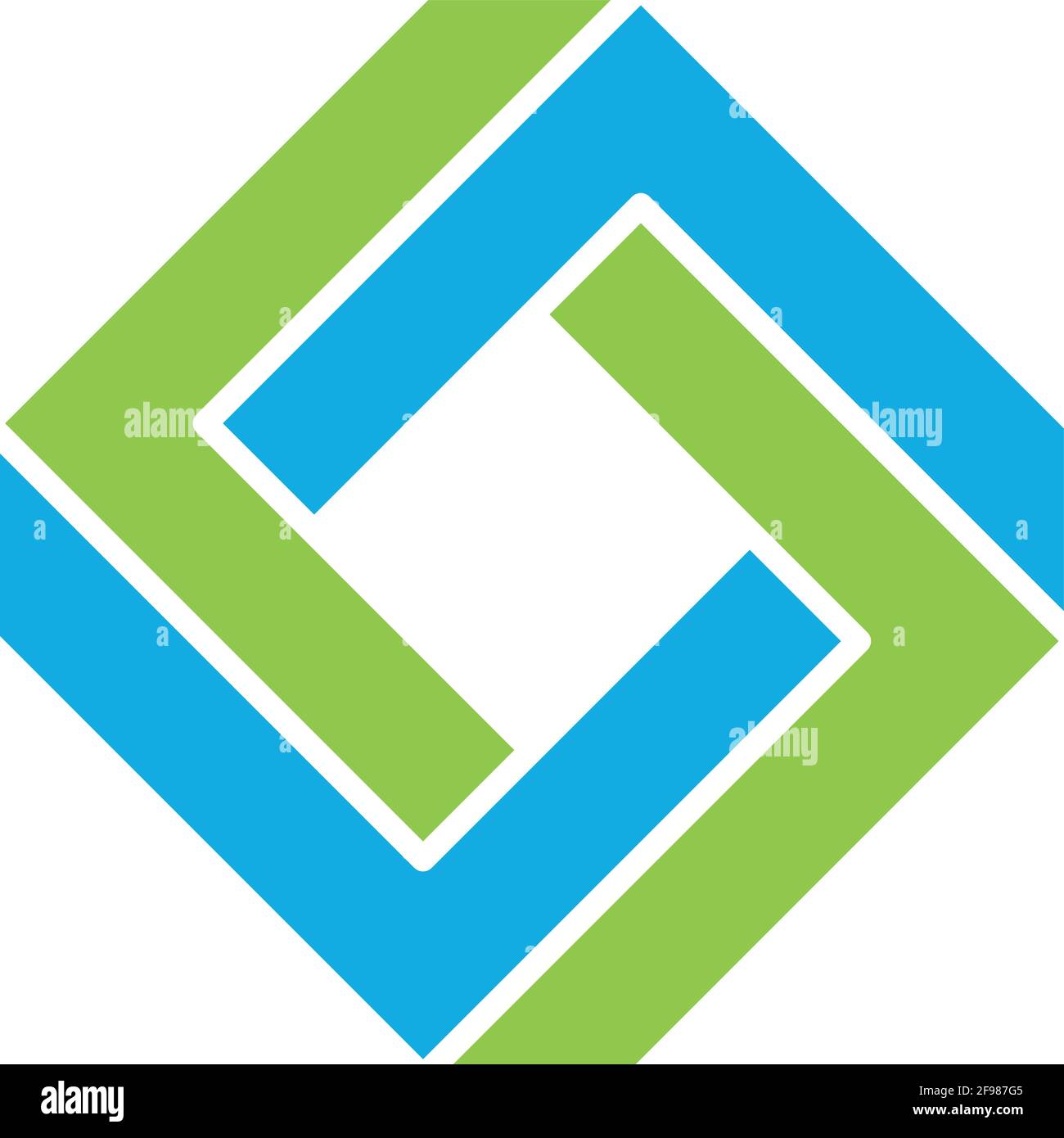 Blue green 3D impossible square Stock Vector