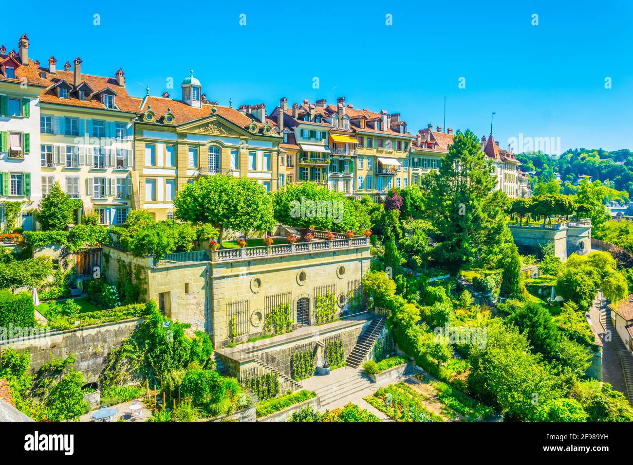 Tradional houses and green terraces in Bern, Switzerland Stock Photo Alamy
