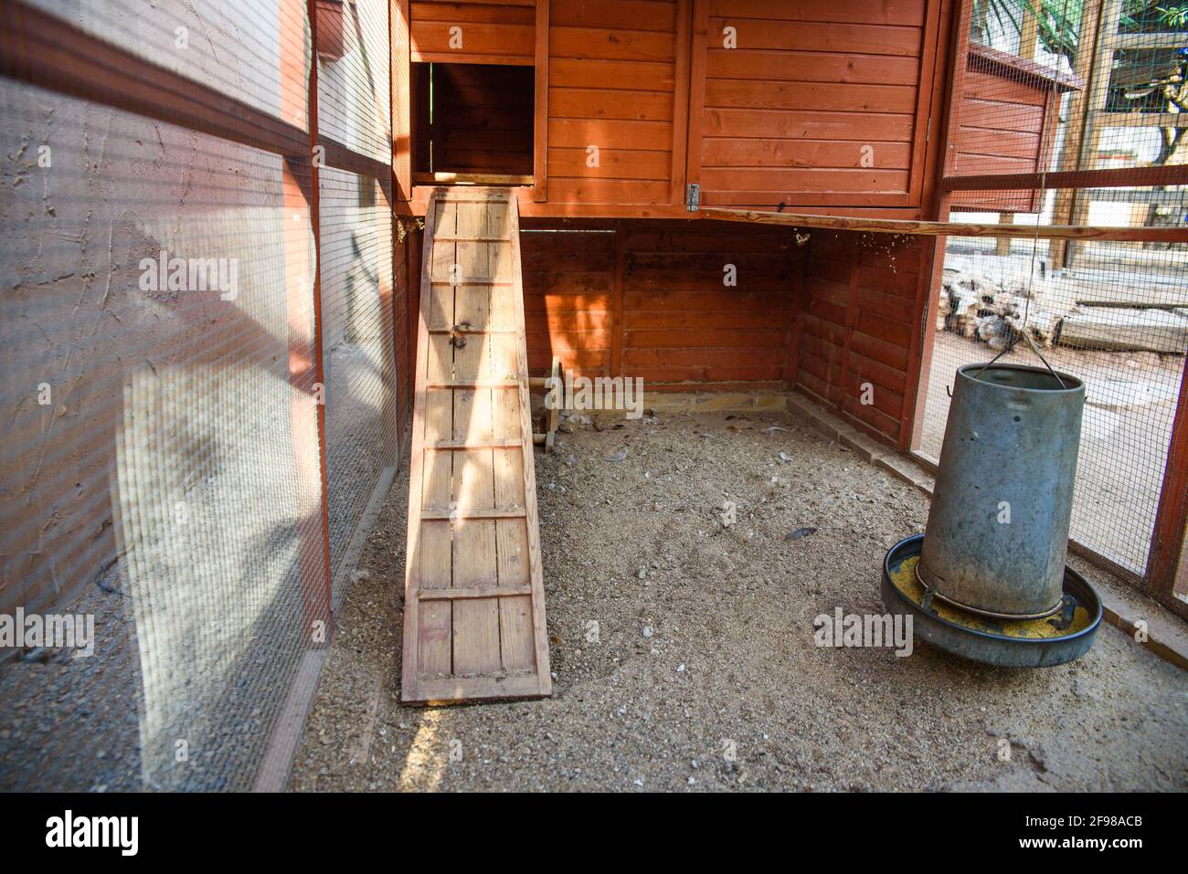 Interior of a dirty empty chicken coop Stock Photo Alamy