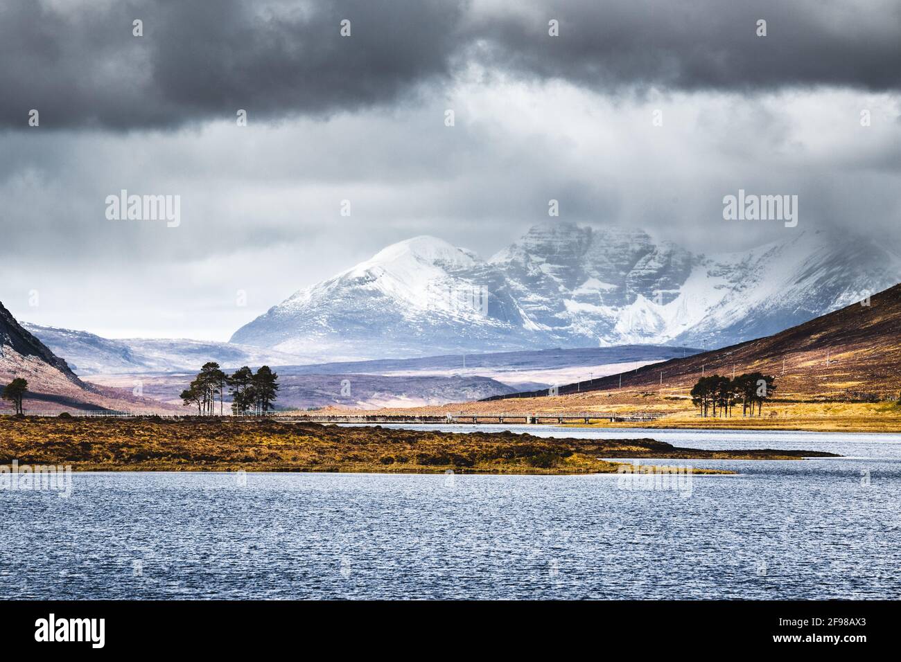 Scotland, highlands, lake, snow-capped mountains, Stock Photo
