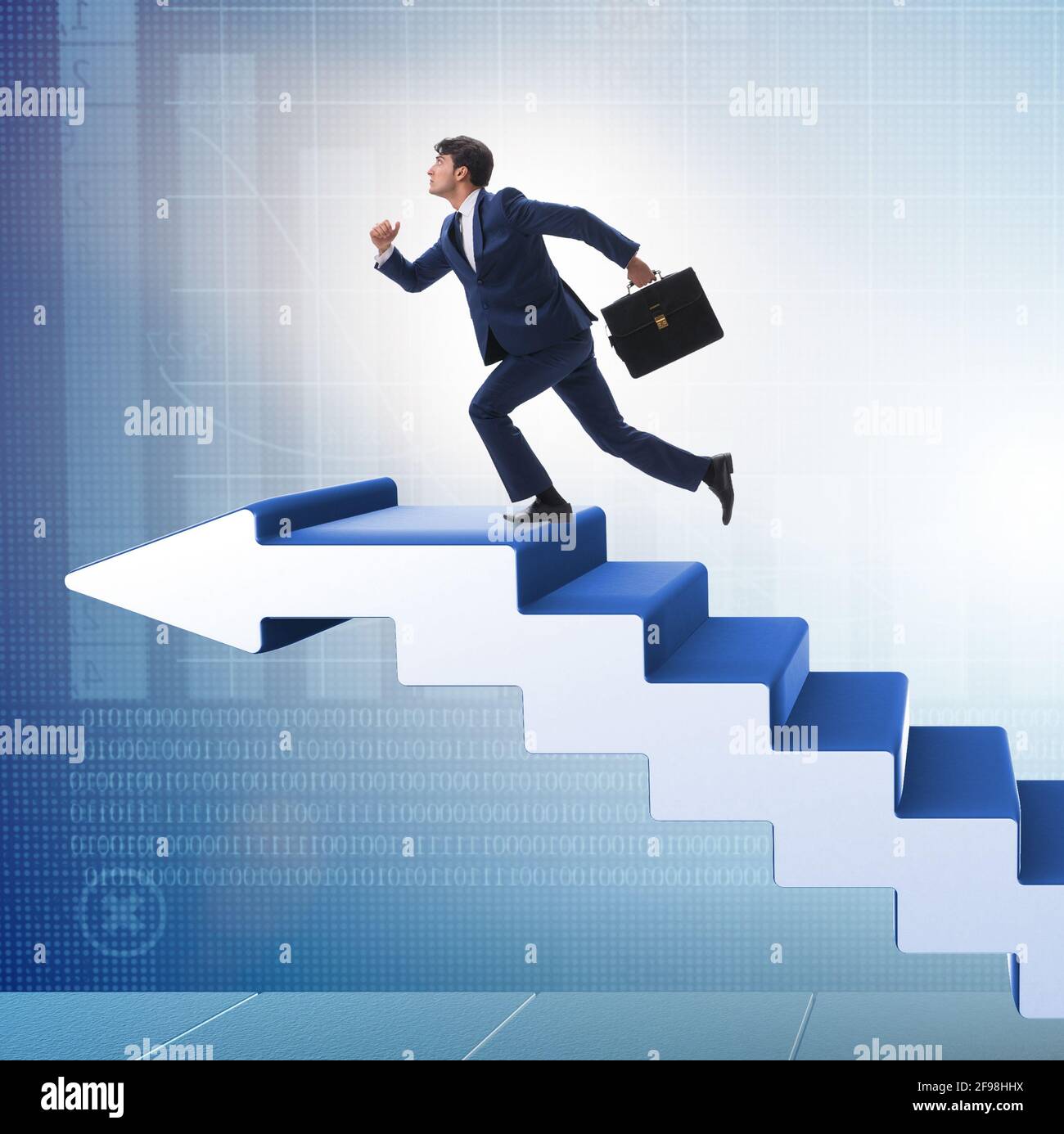 The businessman climbing career ladder in business concept Stock Photo ...