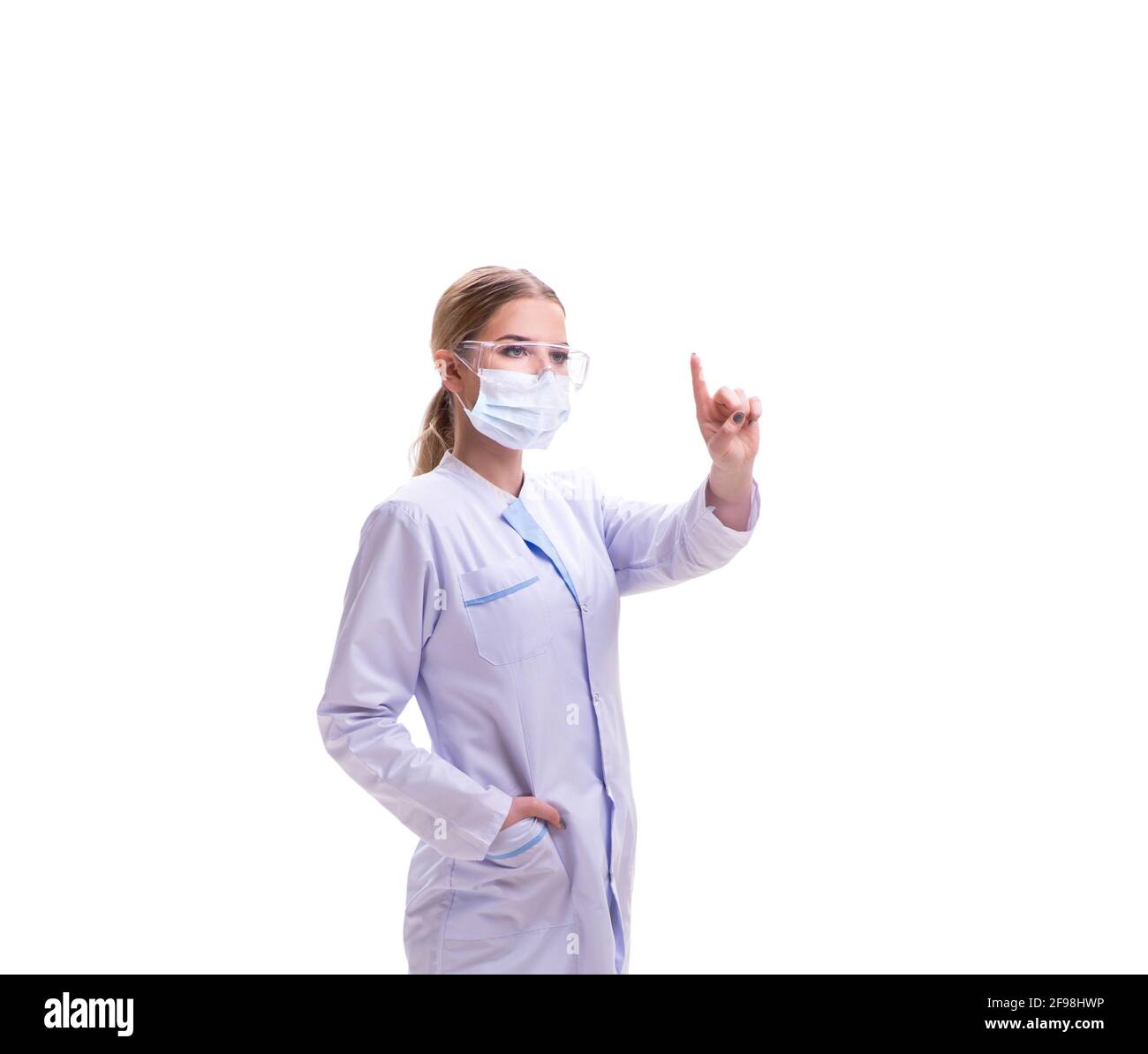 The young woman doctor isolated on white background Stock Photo - Alamy