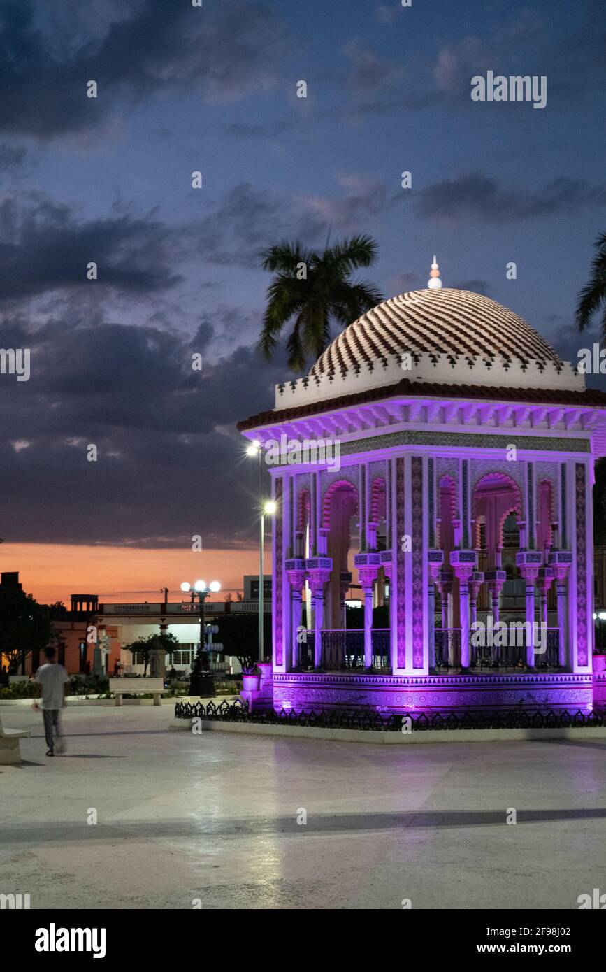Pavilion, Moorish architecture in the Parque Céspedes central park in Manzanillo, Granma, Cuba Stock Photo