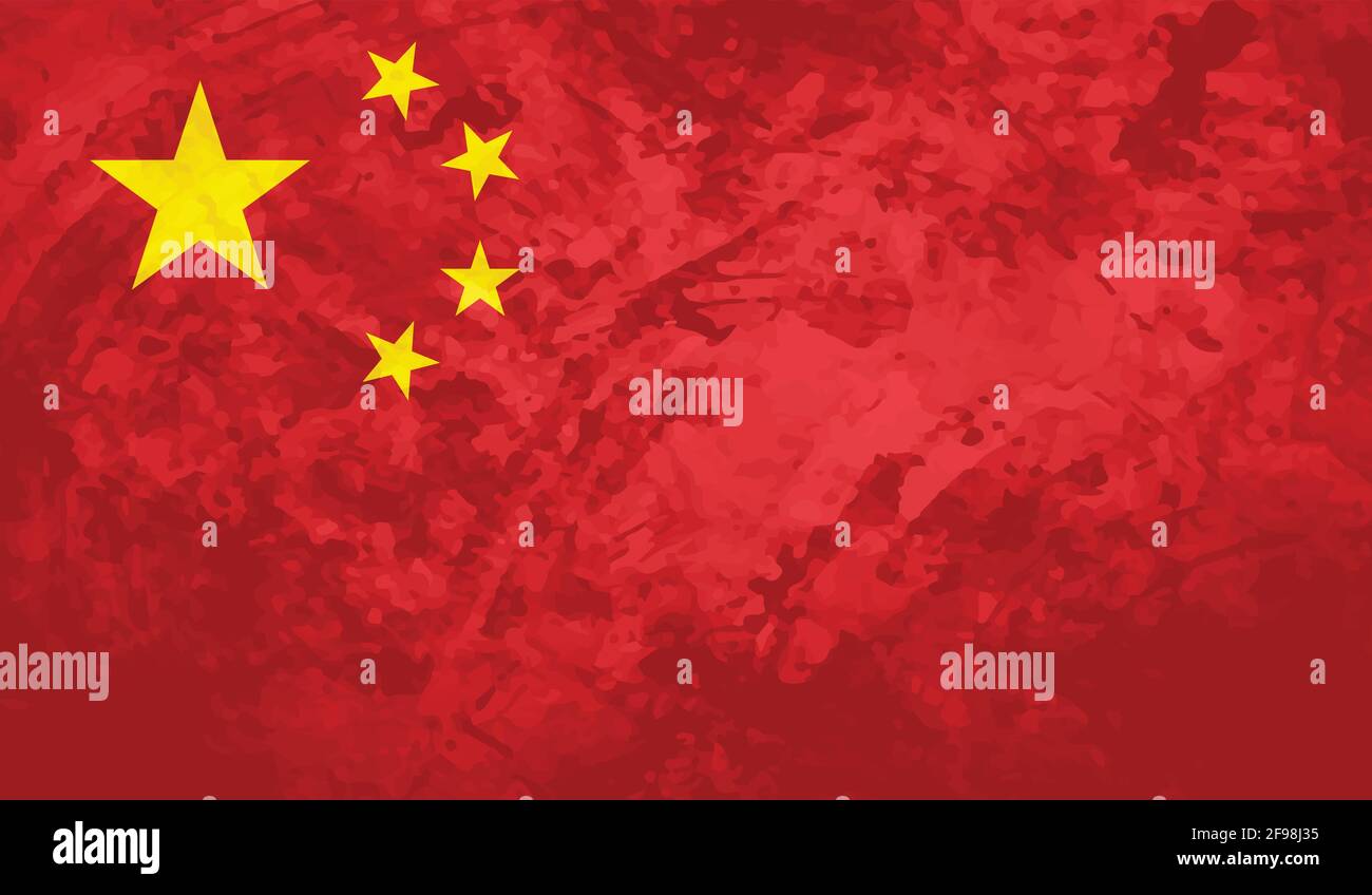Grunge China flag textured background. Vector illustration Stock Vector