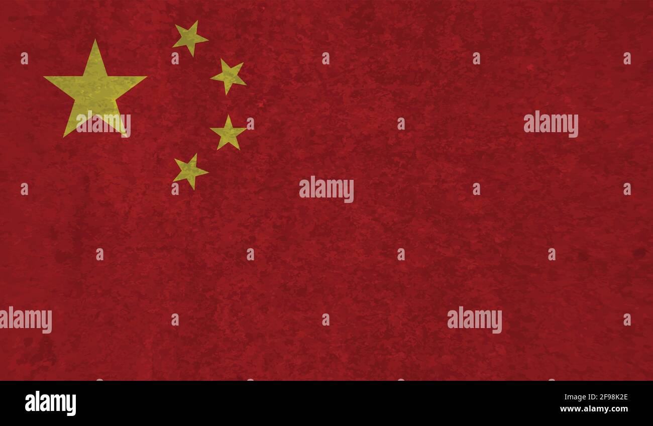 Grunge China flag textured background. Vector illustration Stock Vector