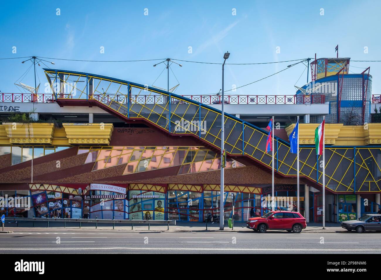 Budapest, Hungary, March 2020, view of Lehel Market hall and shopping centre building Stock Photo