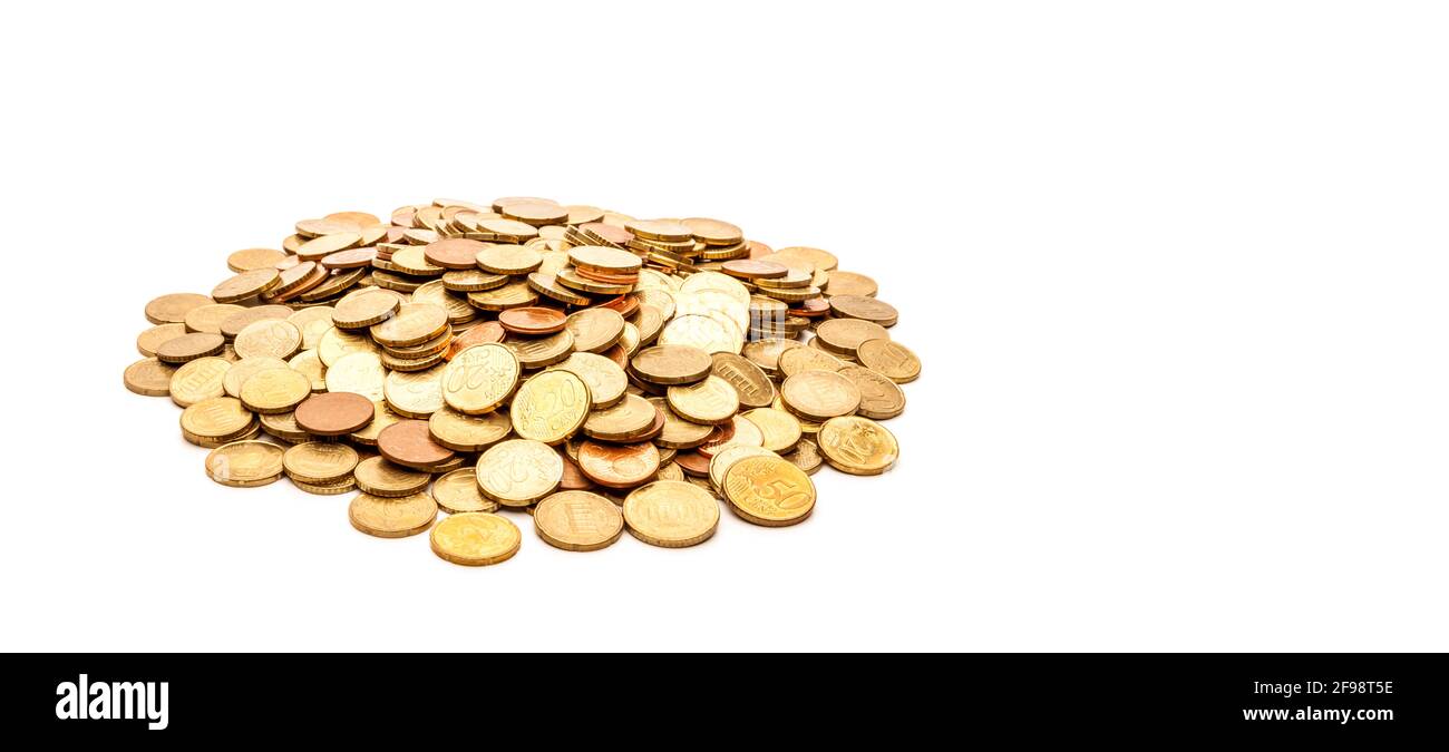 Stack of euro coins on a light background Stock Photo - Alamy