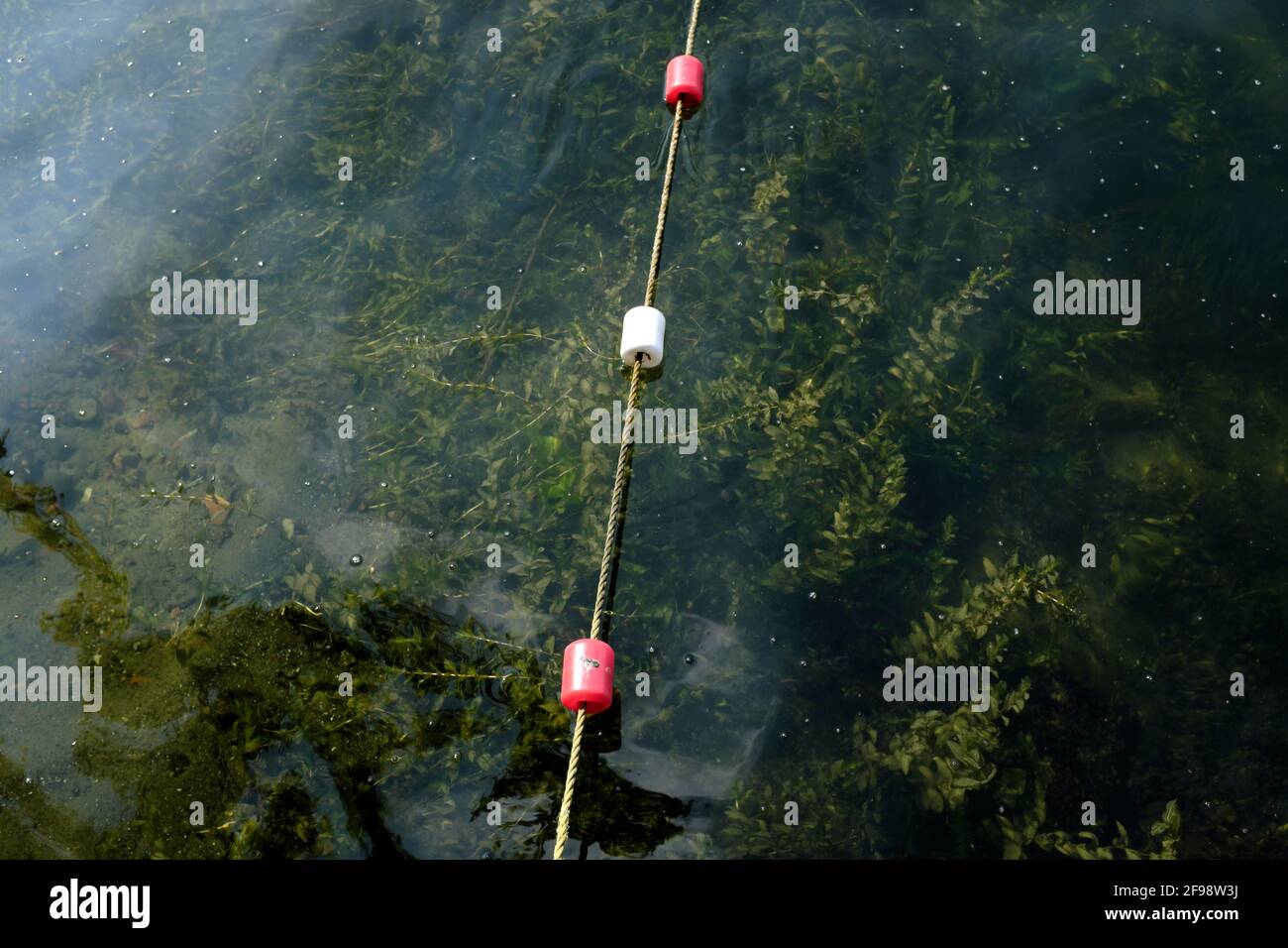 Camping holiday at the Schaalsee, Absperrung im Wasser Stock Photo