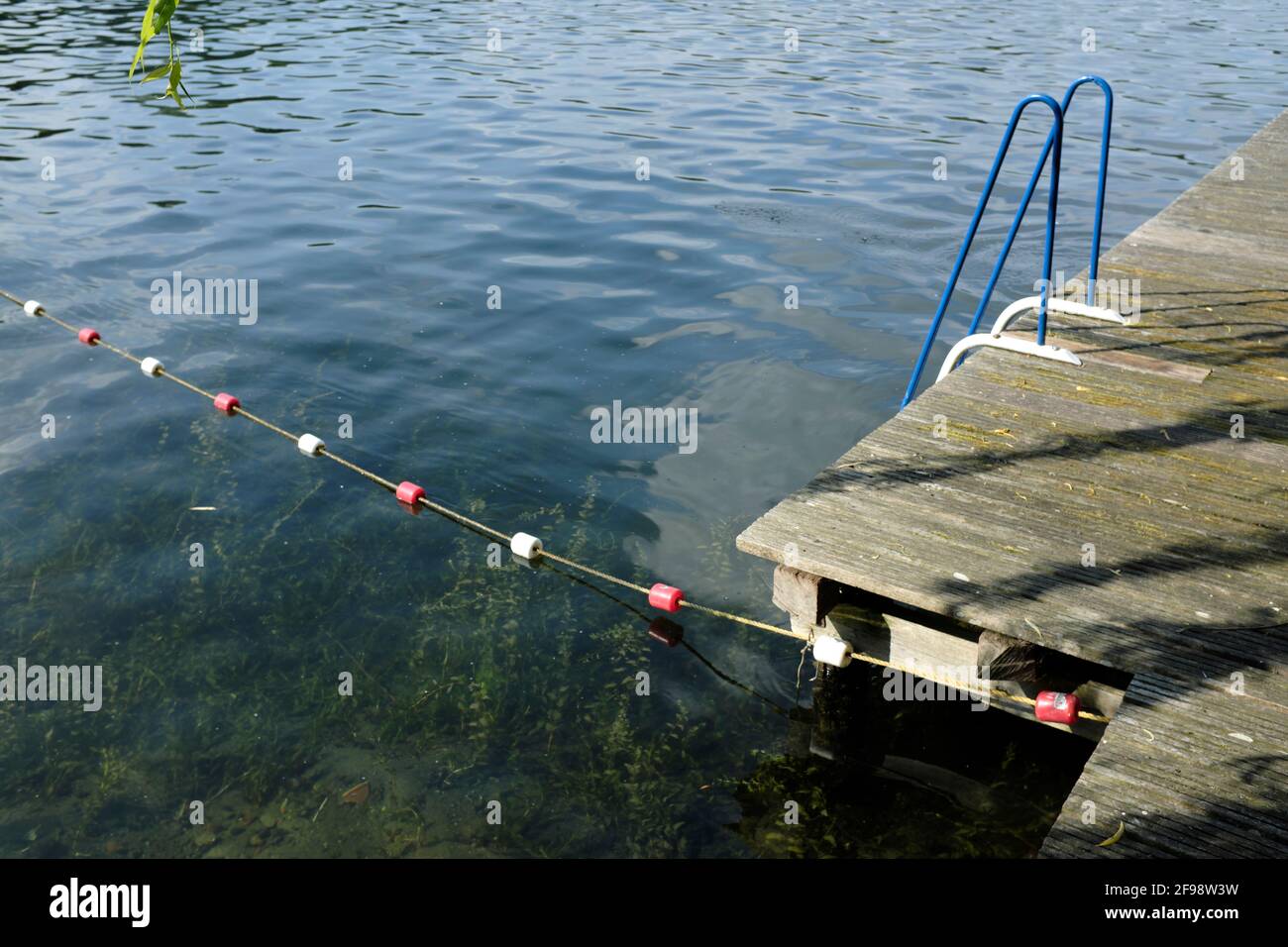 Camping holiday at the Schaalsee, Absperrung im Wasser Stock Photo