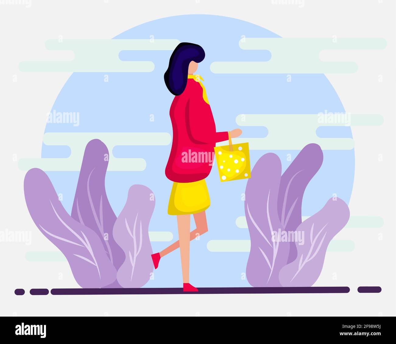 young girl doing shopping vector illustration in flat style Stock ...
