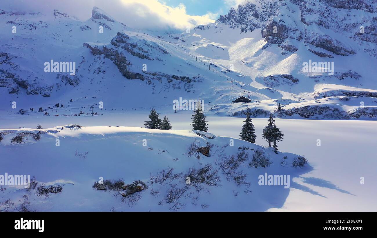 Aerial footage snow capped mountains hi-res stock photography and ...