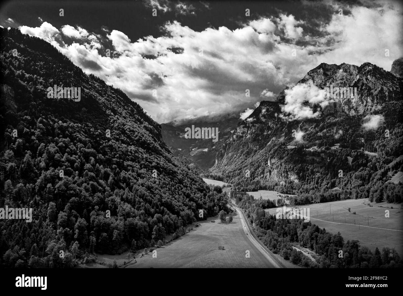 Aerial view of the swiss alps Black and White Stock Photos & Images - Alamy