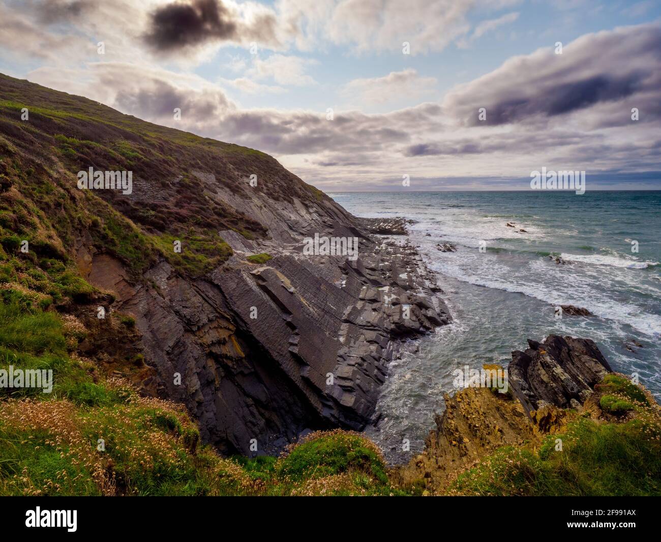 Beautiful Cliffs and Coastline of Crackington Haven Cornwall Stock Photo