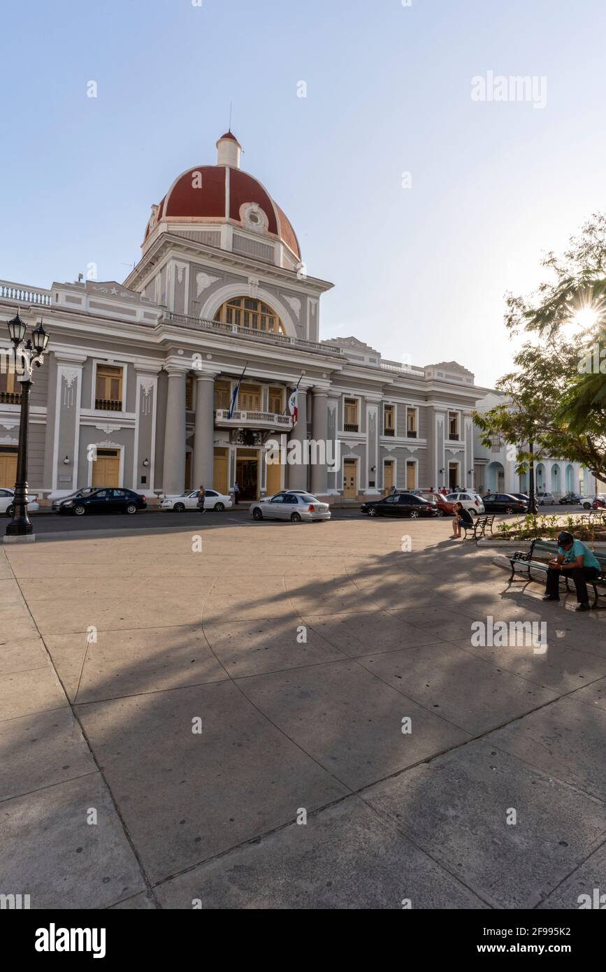 City Hall in Jose Marti Park in Cienfuegos, Cienfuegos Province, Cuba Stock Photo