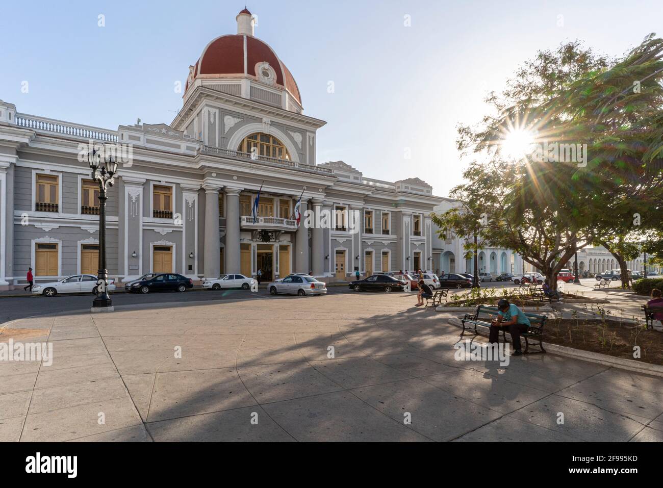 City Hall in Jose Marti Park in Cienfuegos, Cienfuegos Province, Cuba Stock Photo