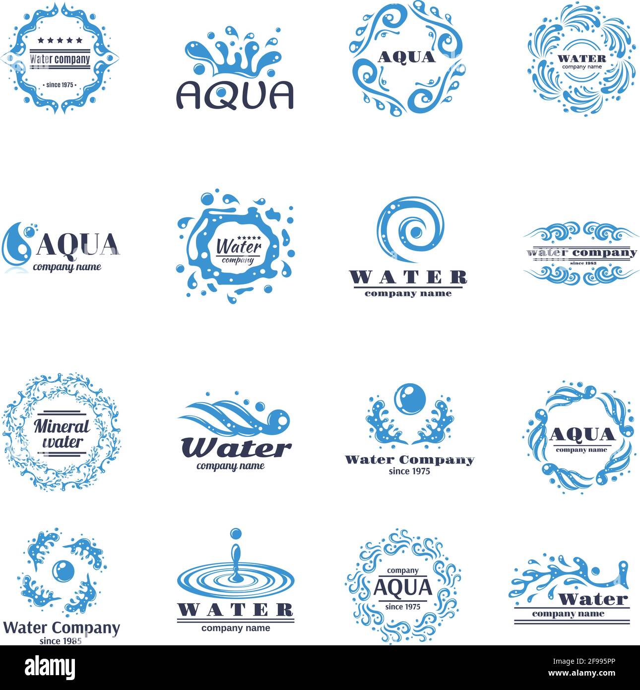 Aqua Water Wave Label Sticker Stock Vector Images - Alamy