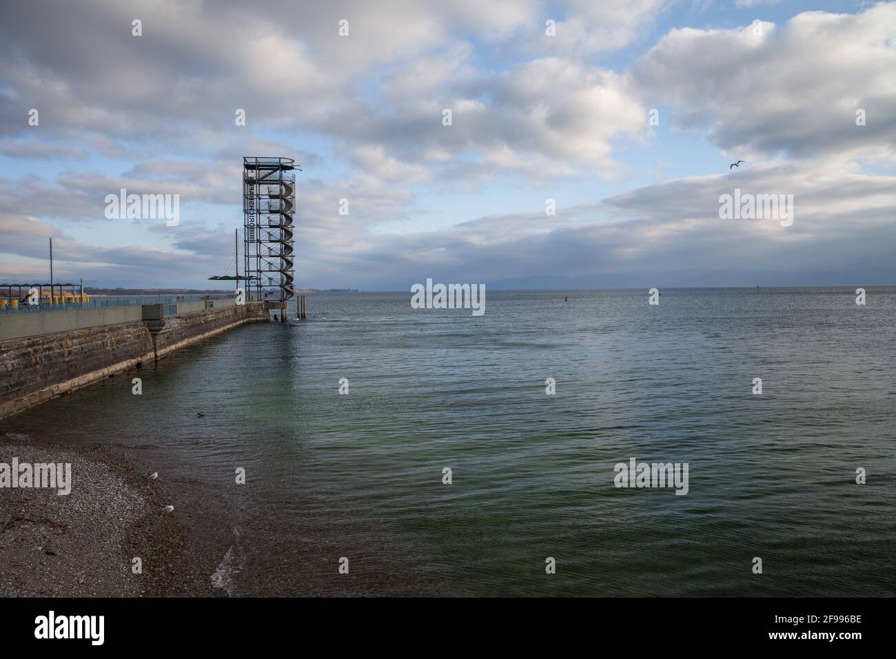 Lake Constance, spring, observation tower Stock Photo - Alamy