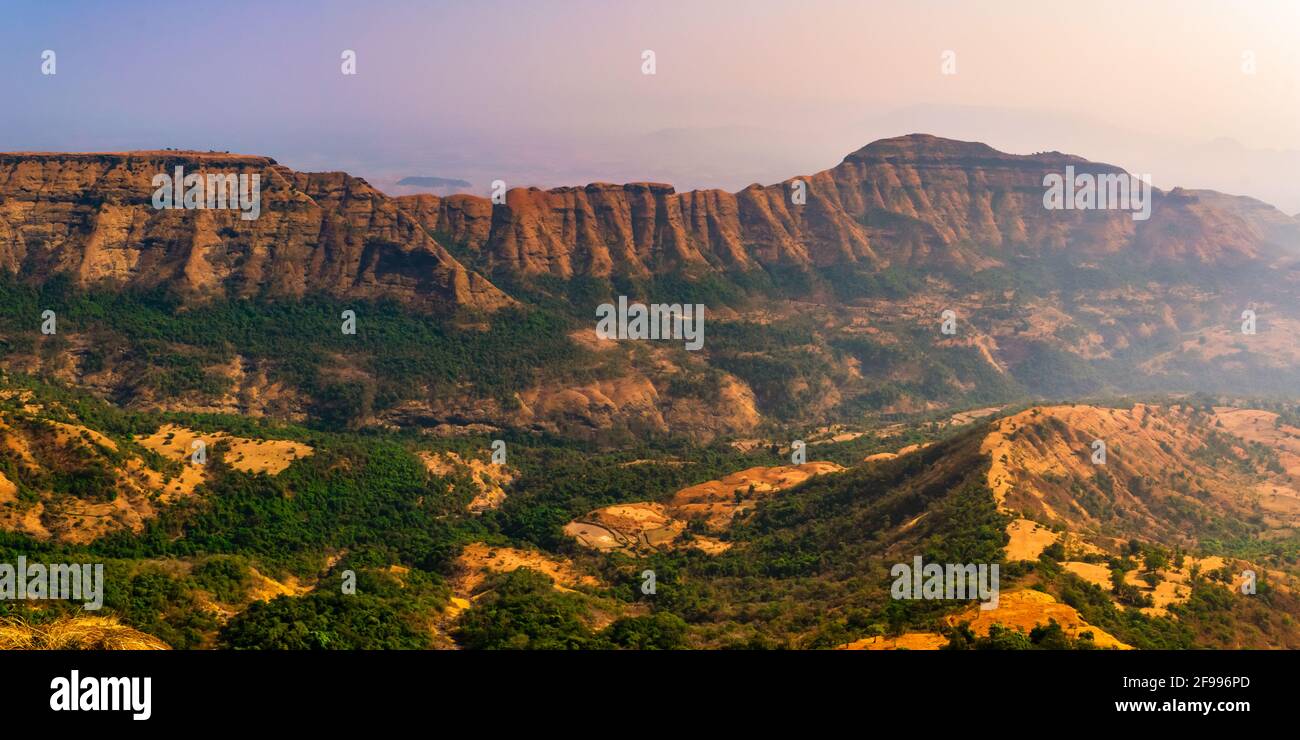 View at  Matheran a hill station near Mumbai, Maharashtra on Sahyadri range of western ghat. Its unique biophysical and ecological processes are hotte Stock Photo